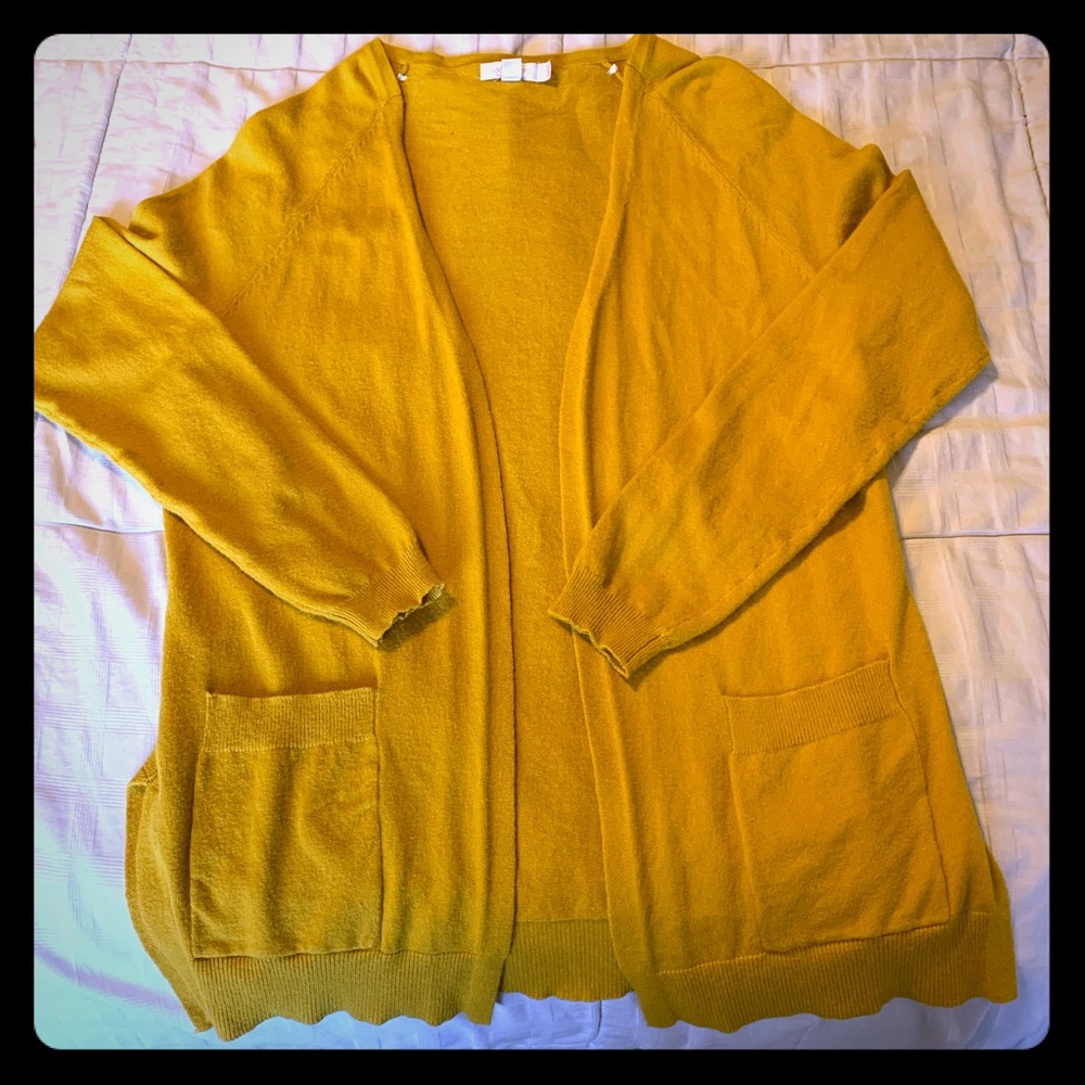 Longer mustard yellow cardigan